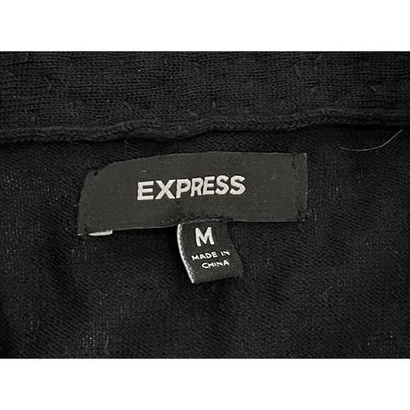 Express Cotton Black Short Sleeve Open Cardigan Sweater, Sequin Trim, Size M - Picture 6 of 11
